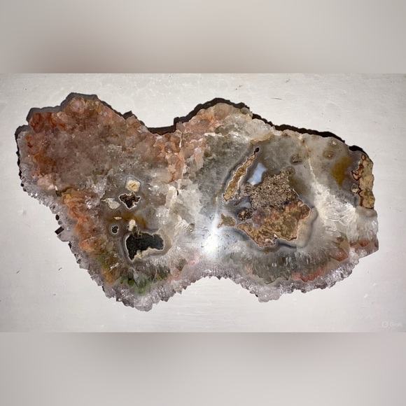 Other - Large Crystal Cluster of Pink Chalcedony and Smoky Quartz Geode Slab
